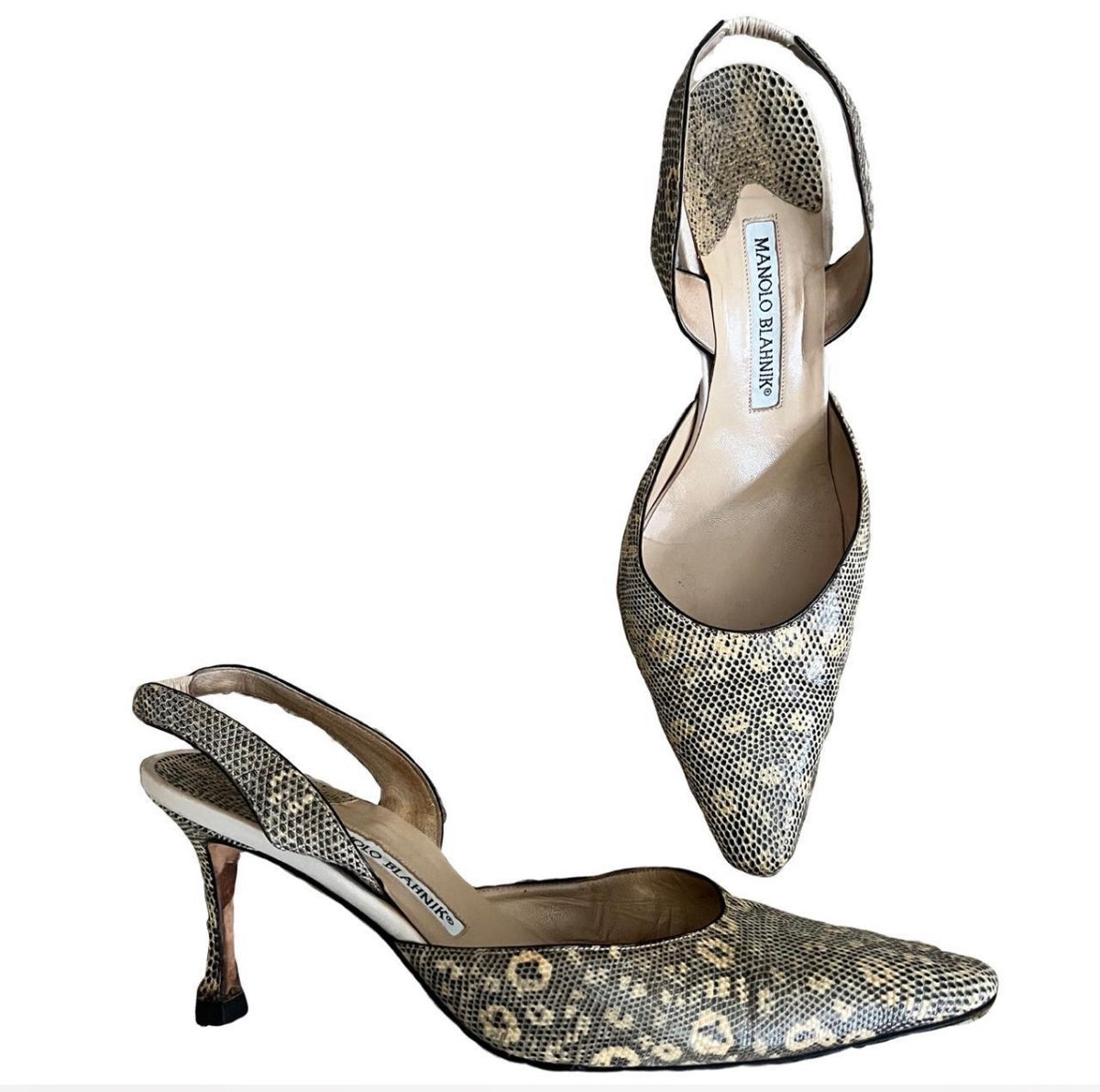 Manolo Blahnik Snakeskin Slingbacks